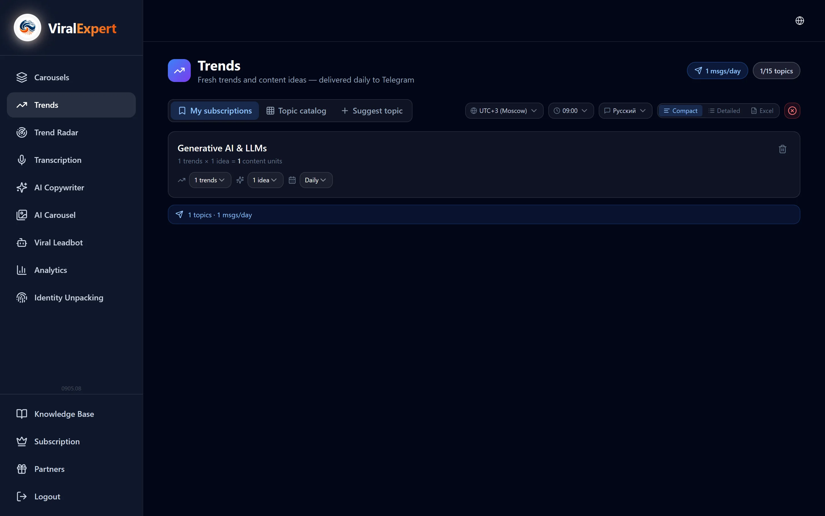 Set up each subscription